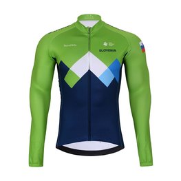 BONAVELO Tricou de cilism pentru iarnă cu mânecă lungă - SLOVENIA - albastru/verde