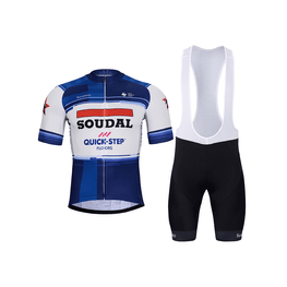 BONAVELO Tricoul și pantaloni scurți de ciclism - SOUDAL QUICK-STEP 24 - alb/negru/albastru