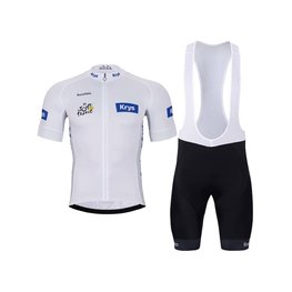 BONAVELO Tricoul și pantaloni scurți de ciclism - TOUR DE FRANCE 2025 - alb/negru/albastru