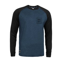 ROCDAY Tricou de ciclism cu mânecă lungă de vară - STAGE - negru/albastru