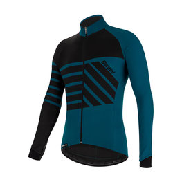 SANTINI Tricou de cilism pentru iarnă cu mânecă lungă - SVOLTA WINTER - negru/albastru