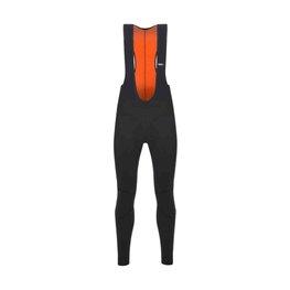 SANTINI Pantaloni de ciclism lungi cu bretele - LAVA WINTER - negru/portocaliu