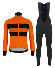 SANTINI Jachetă și pantaloni de iarnă de ciclism - COLORE BENGAL WINTER - negru/portocaliu