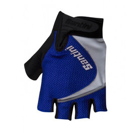 SANTINI Mănuși de ciclism fără degete - STUDIO - negru/turcoaz