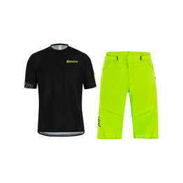 SANTINI Tricoul și pantalonii de ciclism MTB - SASSO MTB - verde/negru