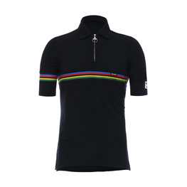 SANTINI Tricou de ciclism cu mânecă scurtă - UCI RAINBOW WOOL - curcubeu/negru