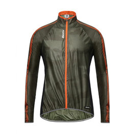 SANTINI Jachetă rezistentă la vânt de ciclism - FINE WINDBREAKER - portocaliu/verde