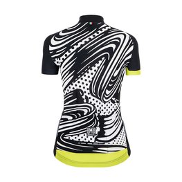 SANTINI Tricou de ciclism cu mânecă scurtă - GIADA POP LADY - alb/galben/negru