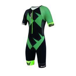SANTINI Salopetă de ciclism - X IRONMAN CUPIO - negru/verde