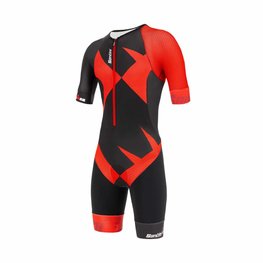 SANTINI Salopetă de ciclism - X IRONMAN CUPIO - negru/roșu