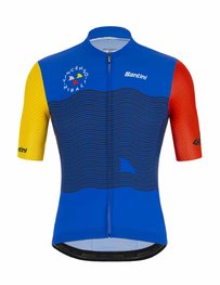 SANTINI Tricou de ciclism cu mânecă scurtă - NIBALI SQUALO - roșu/albastru/galben
