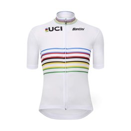 SANTINI Tricou de ciclism cu mânecă scurtă - UCI WORLD CHAMPION MASTER - alb/curcubeu
