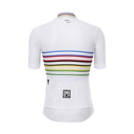 SANTINI Tricou de ciclism cu mânecă scurtă - UCI WORLD CHAMPION MASTER - alb/curcubeu