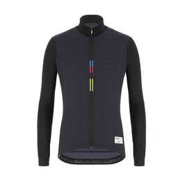 SANTINI Tricou de cilism pentru iarnă cu mânecă lungă - UCI RAINBOW WINTER - negru