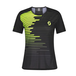 SCOTT Tricou de ciclism cu mânecă scurtă - RC RUN LADY - negru/galben