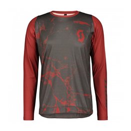 SCOTT Tricou de ciclism cu mânecă lungă de vară - TRAIL VERTIC LS - gri/roșu