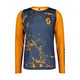 SCOTT Tricou de ciclism cu mânecă lungă de vară - TRAIL VERTIC LS - albastru/portocaliu