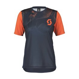 SCOTT Tricou de ciclism cu mânecă scurtă - TRAIL VERTIC SS LADY - albastru/portocaliu