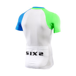 SIX2 Tricou de ciclism cu mânecă scurtă - BIKE3 ULTRALIGHT - alb/albastru/verde