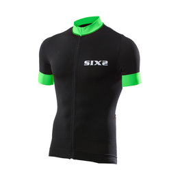 SIX2 Tricou de ciclism cu mânecă scurtă - BIKE3 STRIPES - verde/negru