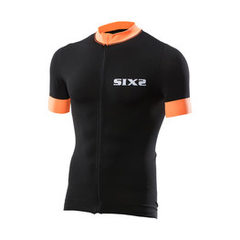 SIX2 Tricou de ciclism cu mânecă scurtă - BIKE3 STRIPES - negru/portocaliu