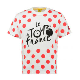 TDF Tricou de ciclism cu mânecă scurtă - - pois - roșu/alb