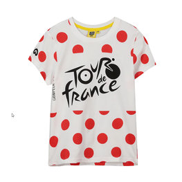 TDF Tricou de ciclism cu mânecă scurtă - TDF KIDS POIS '21 - alb/roșu