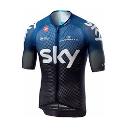 CASTELLI Tricou de ciclism cu mânecă scurtă - TEAM SKY 2019  - alb/albastru/negru