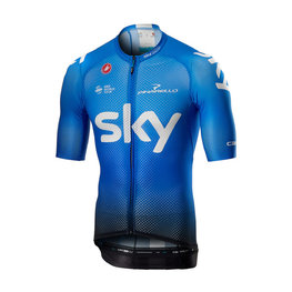 CASTELLI Tricou de ciclism cu mânecă scurtă - TEAM SKY 2019 - alb/albastru deschis/negru
