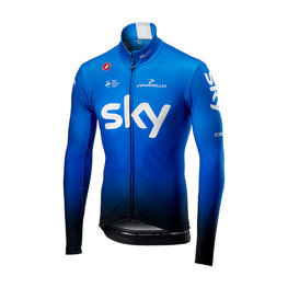 CASTELLI Tricou de cilism pentru iarnă cu mânecă lungă - TEAM SKY 2019 WINTER - alb/albastru deschis/negru