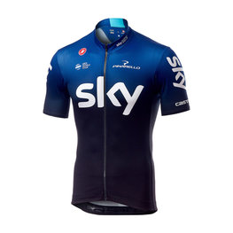 CASTELLI Tricou de ciclism cu mânecă scurtă - TEAM SKY FAN 2019  - negru/albastru/alb