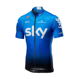 CASTELLI Tricou de ciclism cu mânecă scurtă - TEAM SKY FAN 2019 - alb/negru/albastru deschis
