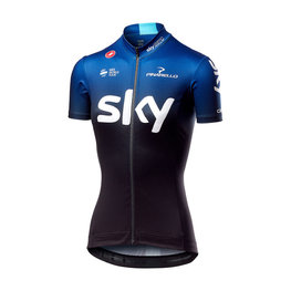 CASTELLI Tricou de ciclism cu mânecă scurtă - TEAM SKY FAN 2019 - alb/negru/albastru