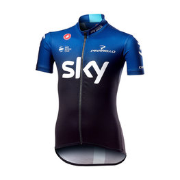CASTELLI Tricou de ciclism cu mânecă scurtă - TEAM SKY KID 2019  - negru/alb/albastru