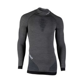 UYN Tricou de ciclism cu mânecă lungă - FUSYON MERINO - gri/negru